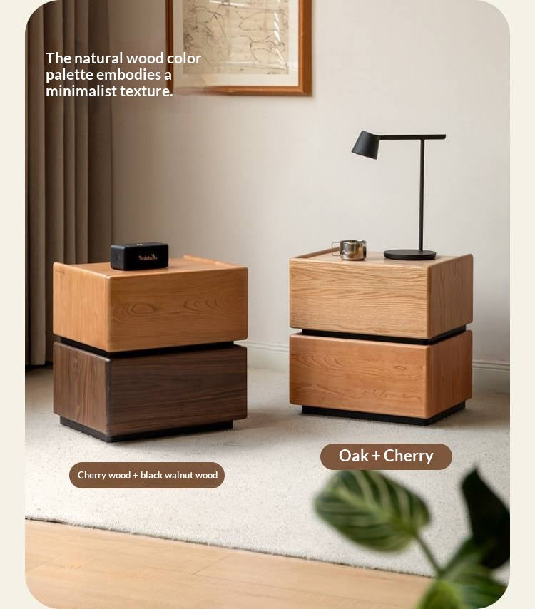 Solid RubberWood Two-Tone Nightstand