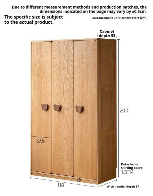 Oak Solid Wood Kids Wardrobe