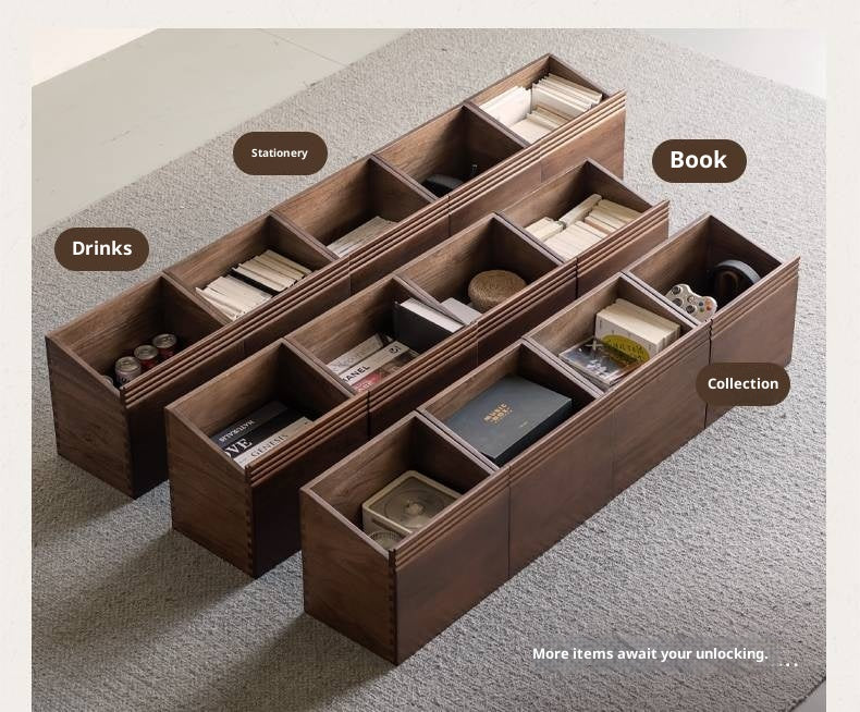 Sandalwood Solid Wood Light Luxury Style Bookshelf