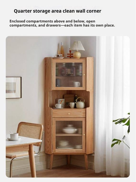 Oak Solid Wood Corner Nordic Storage Cabinet
