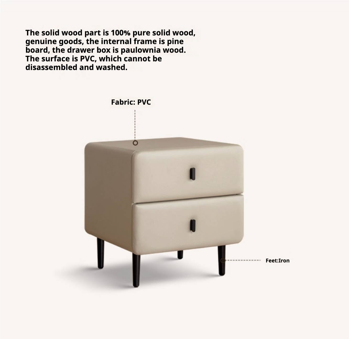Cream Upholstered Nightstand
