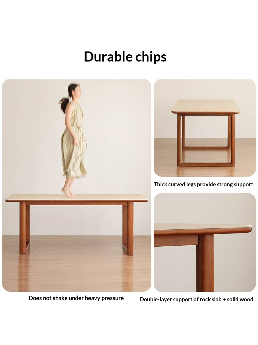 Tulipwood Solid Wood Antique Style Rock Board Dining Table