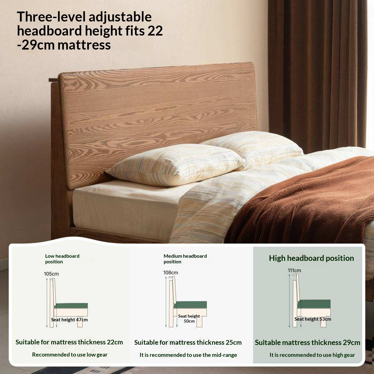 Ash Solid Wood Modern Multifunctional Night Light Bed Light Walnut Color