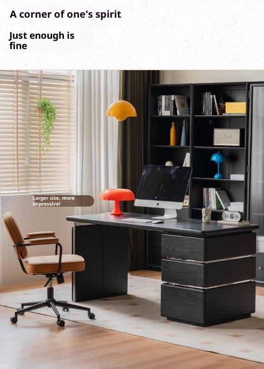 Oak Solid Wood Bauhaus Style Computer Desk