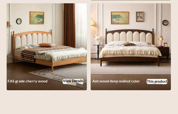 Ash Solid Wood Arched Channel Tufted Platform Bed with Turned Posts