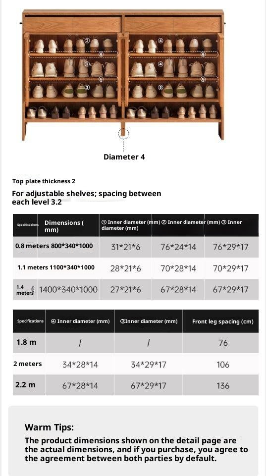 Cherry Solid Wood Modern Shoe Cabinet