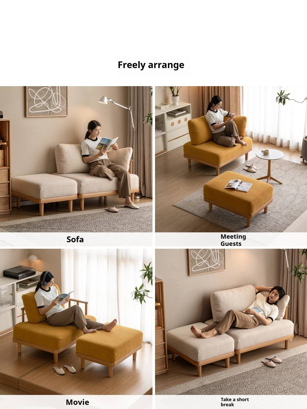European Beech Wood Fabric Free Combination Sofa