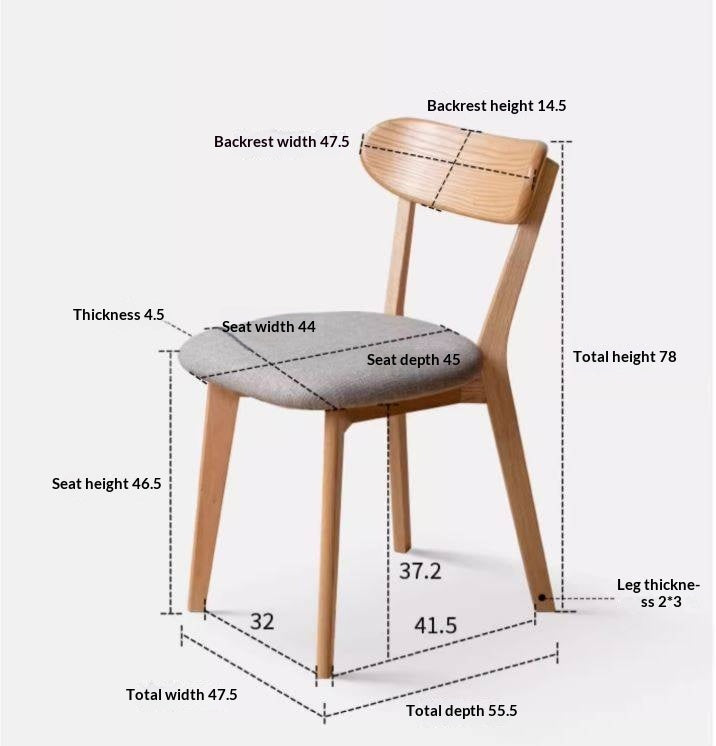 Oak, Cherry, Beech Solid Wood Curved Backrest Dining Chair