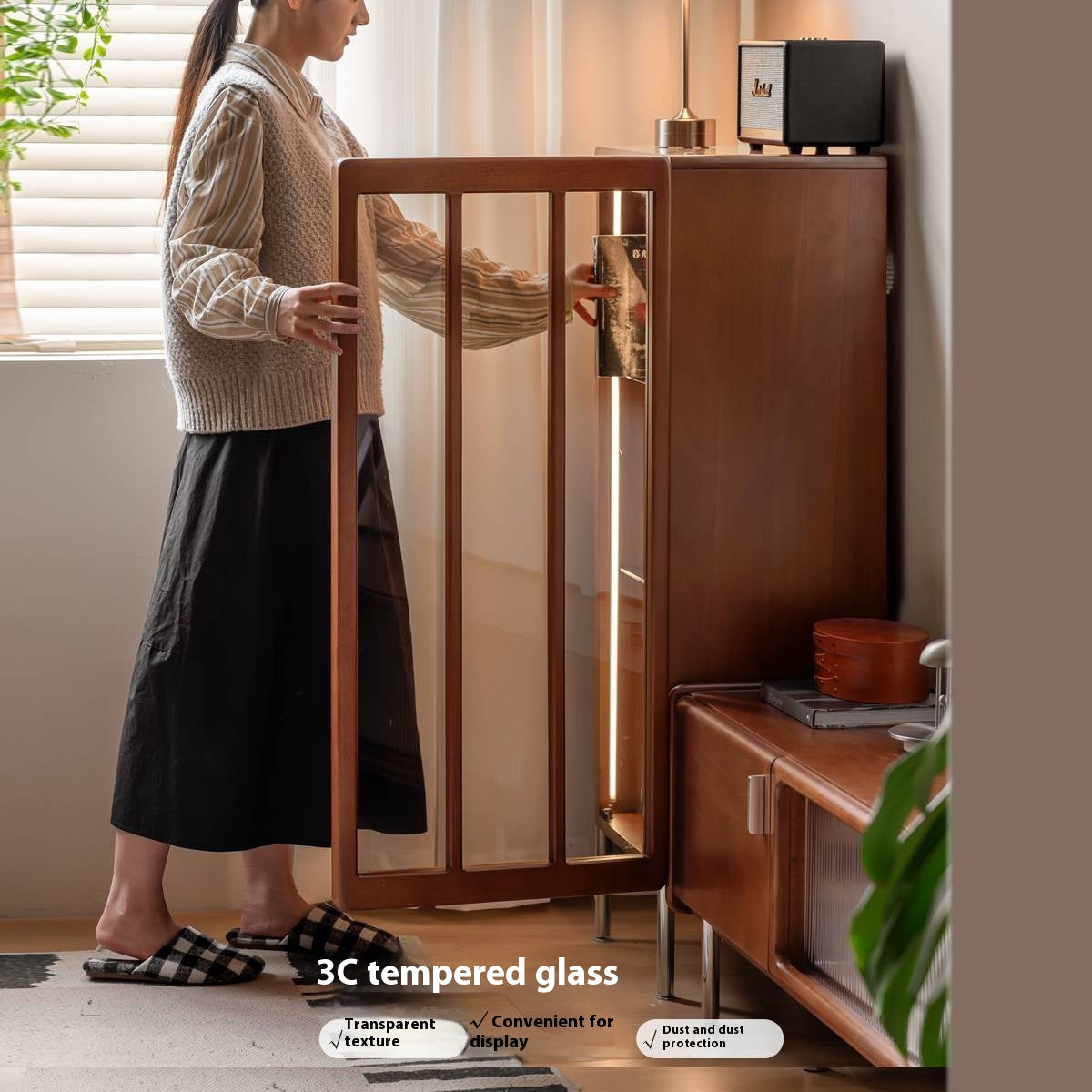 Poplar Solid Wood Bauhaus Style Side Cabinet.