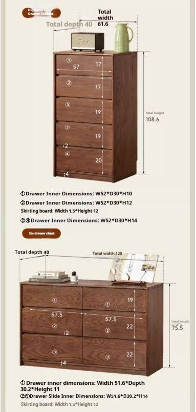 Oak Solid Wood Modern Drawer Cabinet