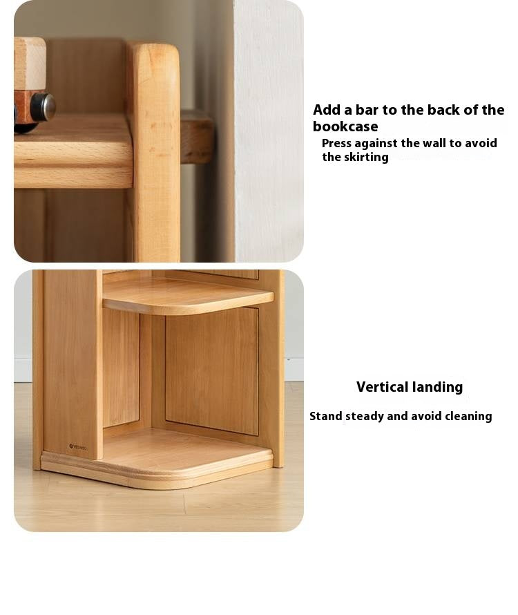 Beech Solid Wood Children's Bookshelf Storage Corner Cabinet