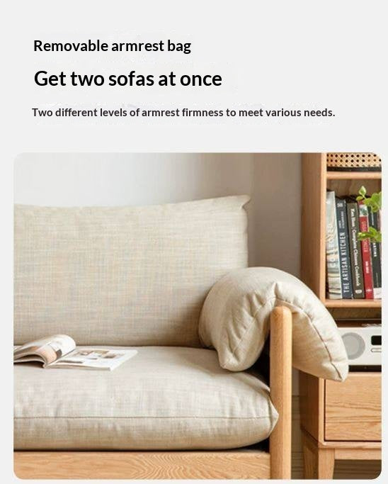 Oak Solid Wood Modern Fabric Sofa