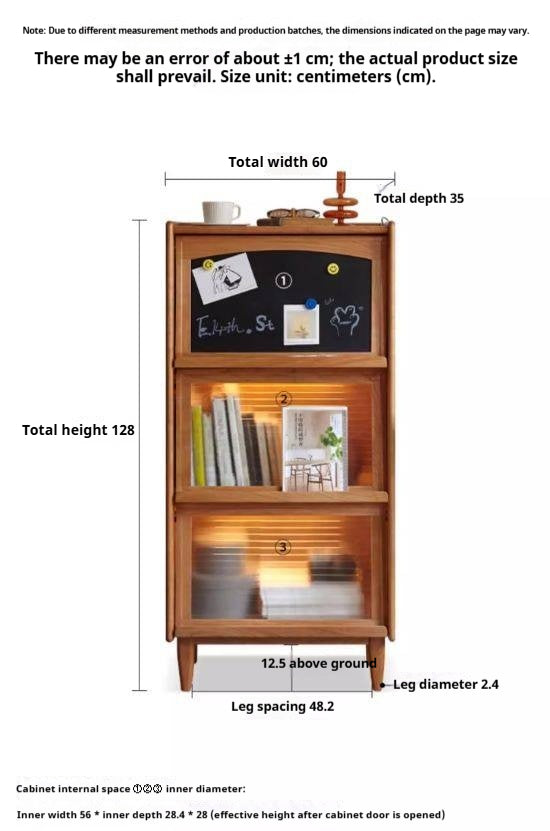Cherry, Oak Solid Wood Flip Door Magazine Cabinet LED light.