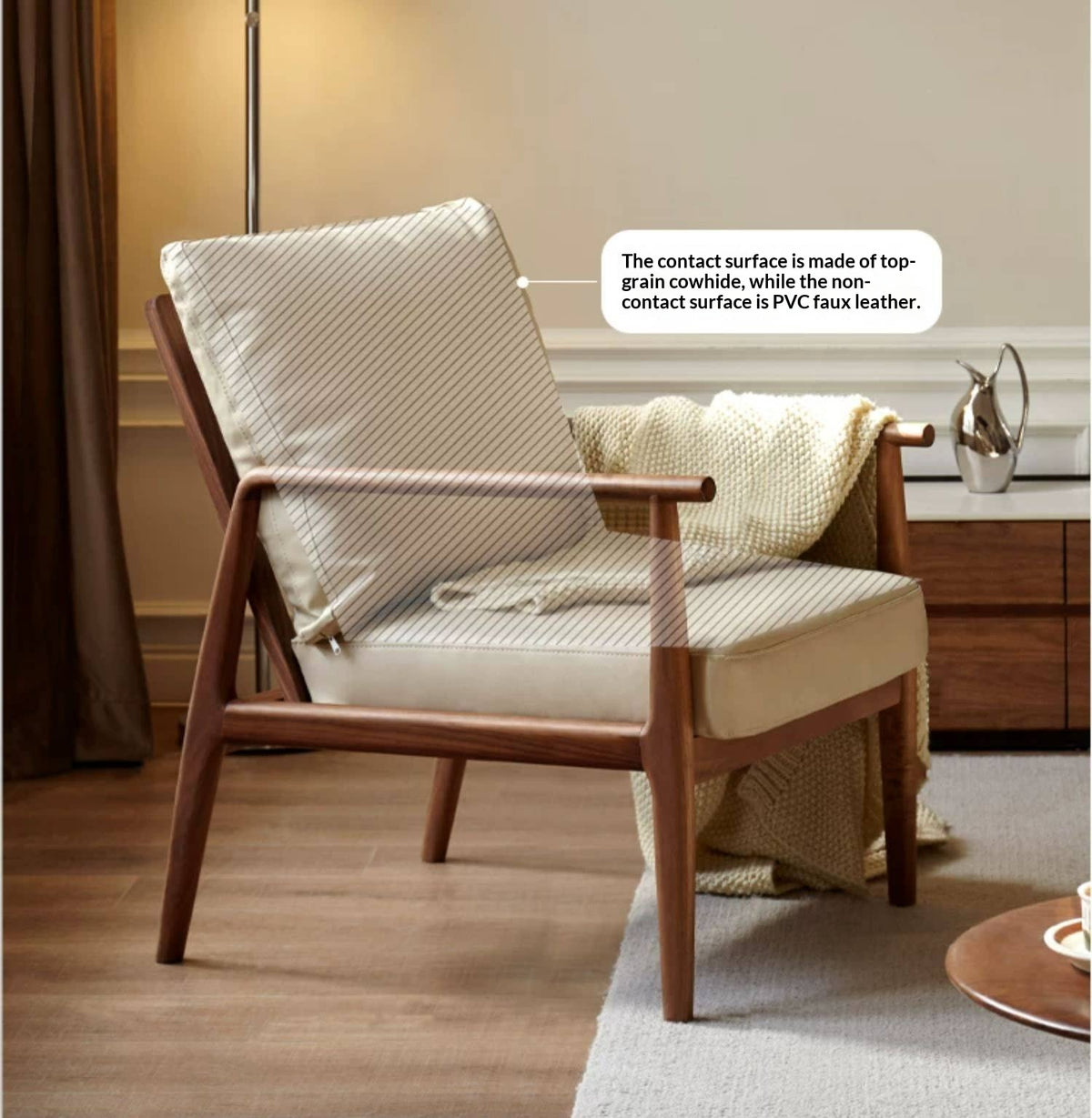 Black Walnut, Cherry, Sandalwood, Oak Solid Wood Leisure Armchair