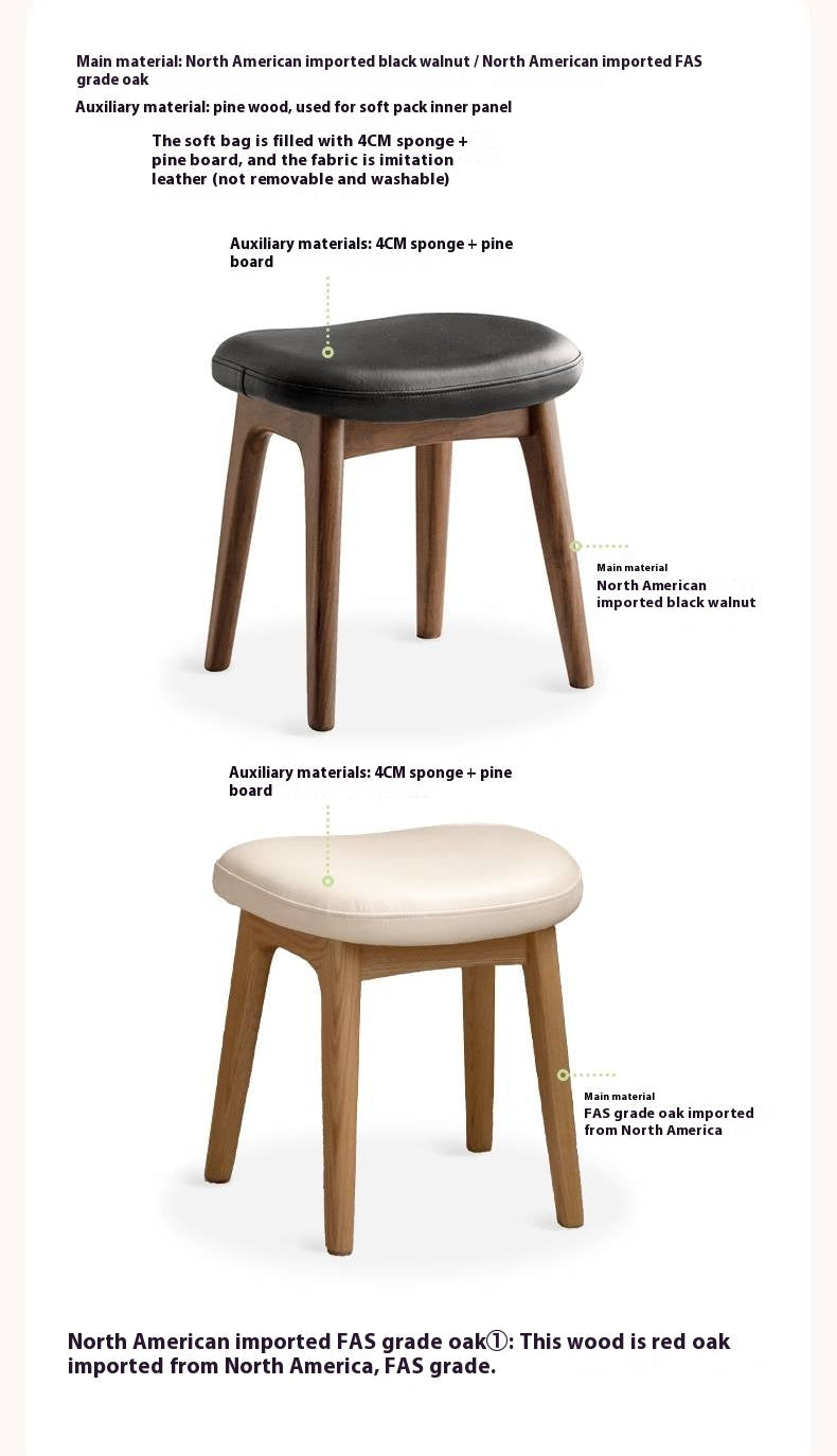 Ash, Black Walnut, Oak Solid Wood, Solid Longan Hardwood Makeup Stool