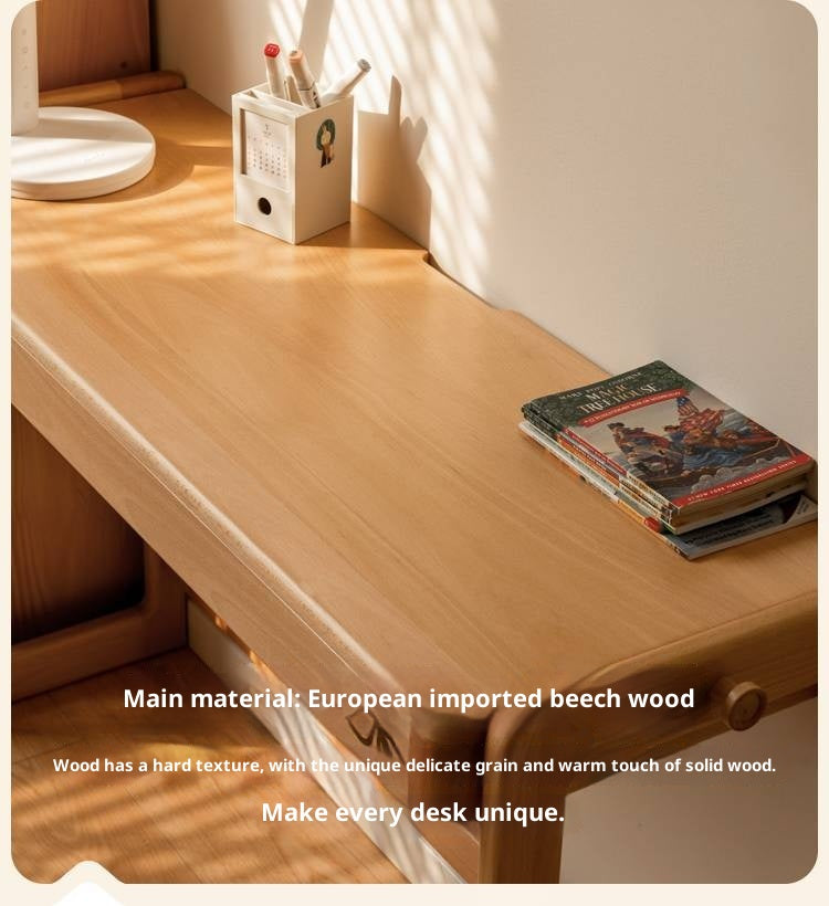 Beech Solid Wood Liftable Kids Study Desk