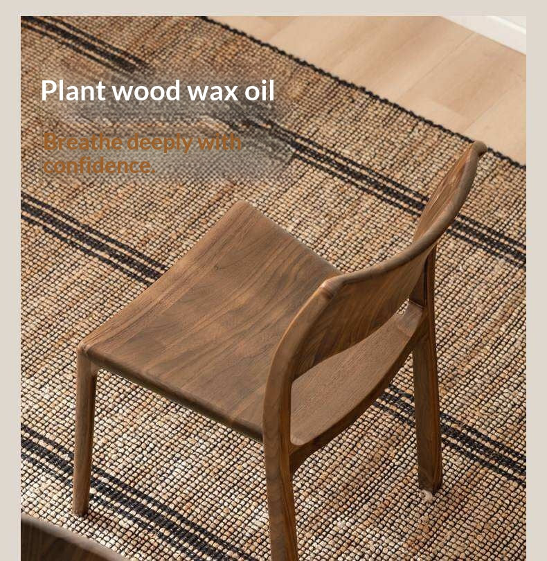 4 pcs Black Walnut Solid Wood Dining Chair with Sculpted Backrest Design