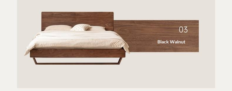 Black Walnut Solid Wood Bed — Italian Light Luxury Suspended Bed
