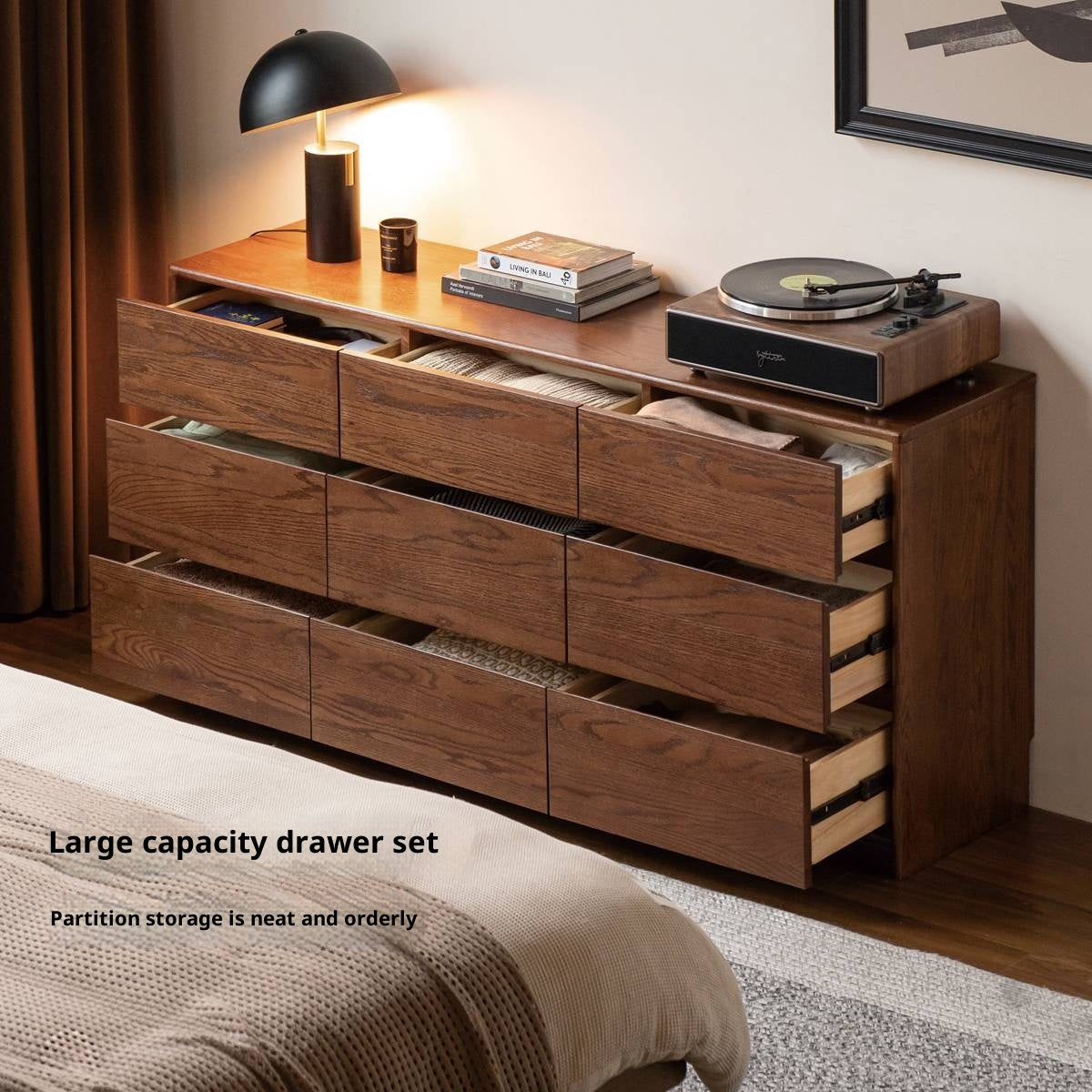 Oak Solid Wood Modern Drawer Cabinet