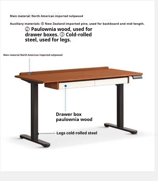 Tulipwood Solid Wood Antique Style Office Desk With Electric Lift.