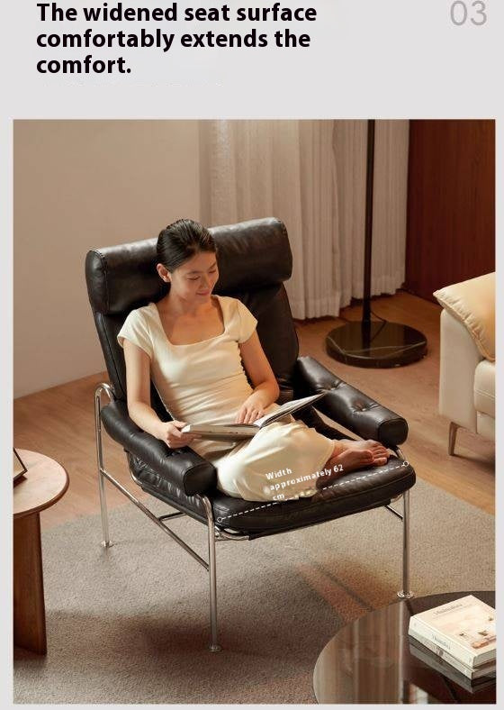 Bauhaus-Style Retro Armchair in Vintage Oil-Wax PU Leather