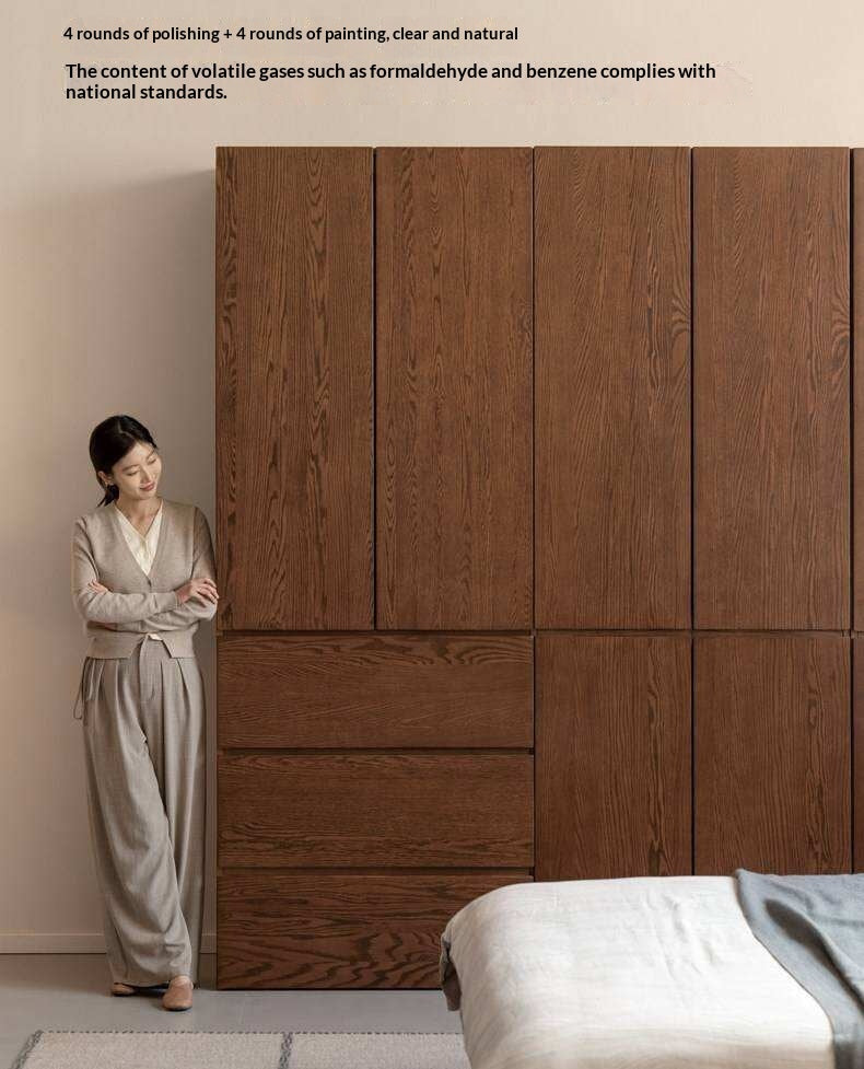 Oak Solid Wood Modern Sectional Wardrobe