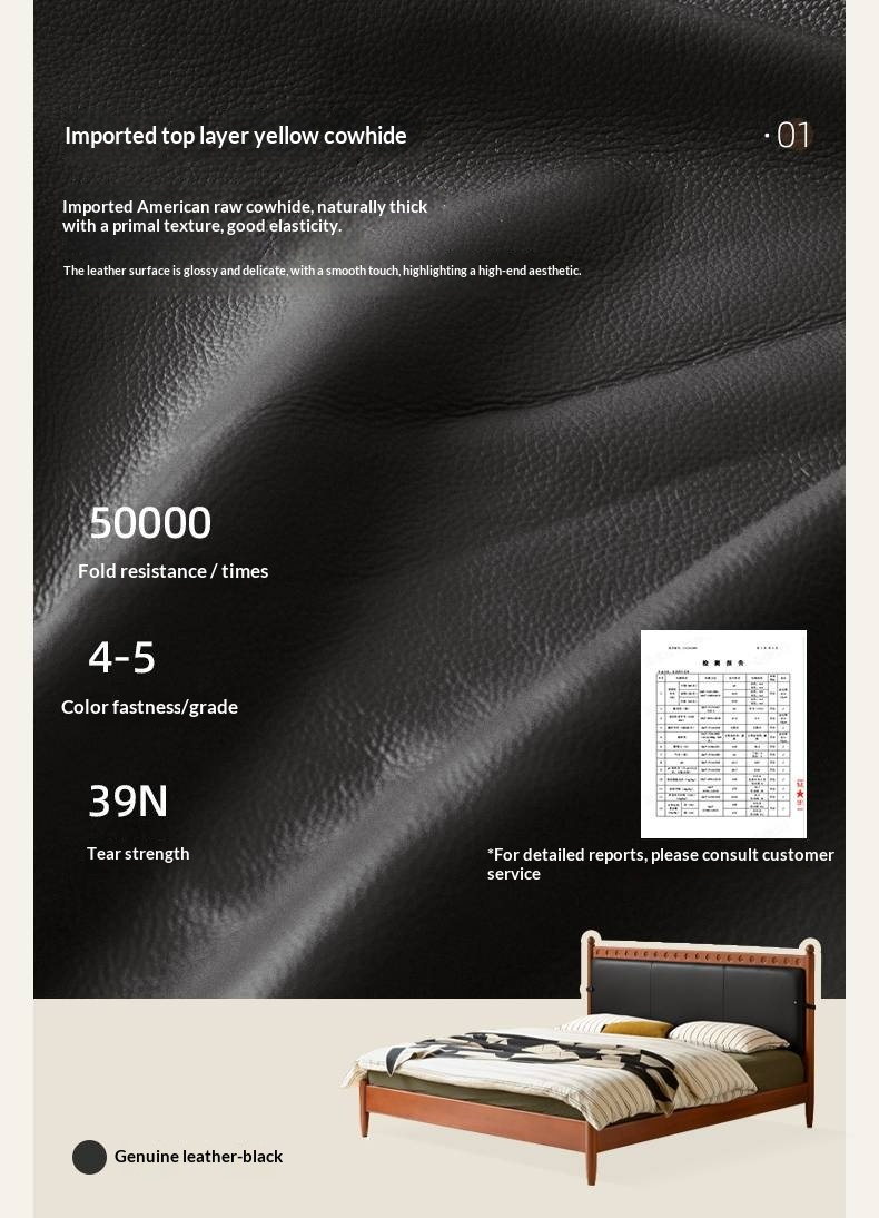 Poplar Solid Wood Vintage Soft Backrest Bed