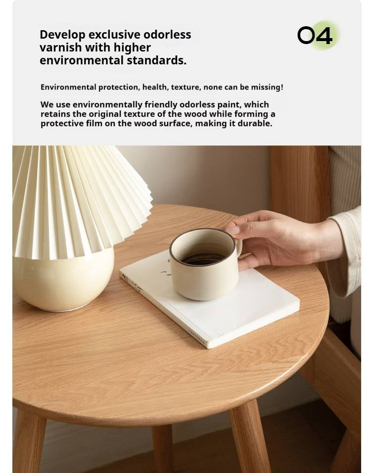 Oak, Solid RubberWood Nordic Style Side Table