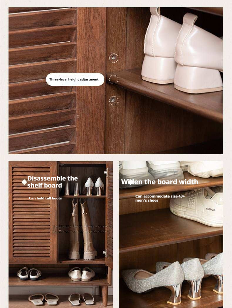 Oak Solid Wood, Rubberwood Solid Shoe Cabinet Entryway Storage Organizer Large Capacity