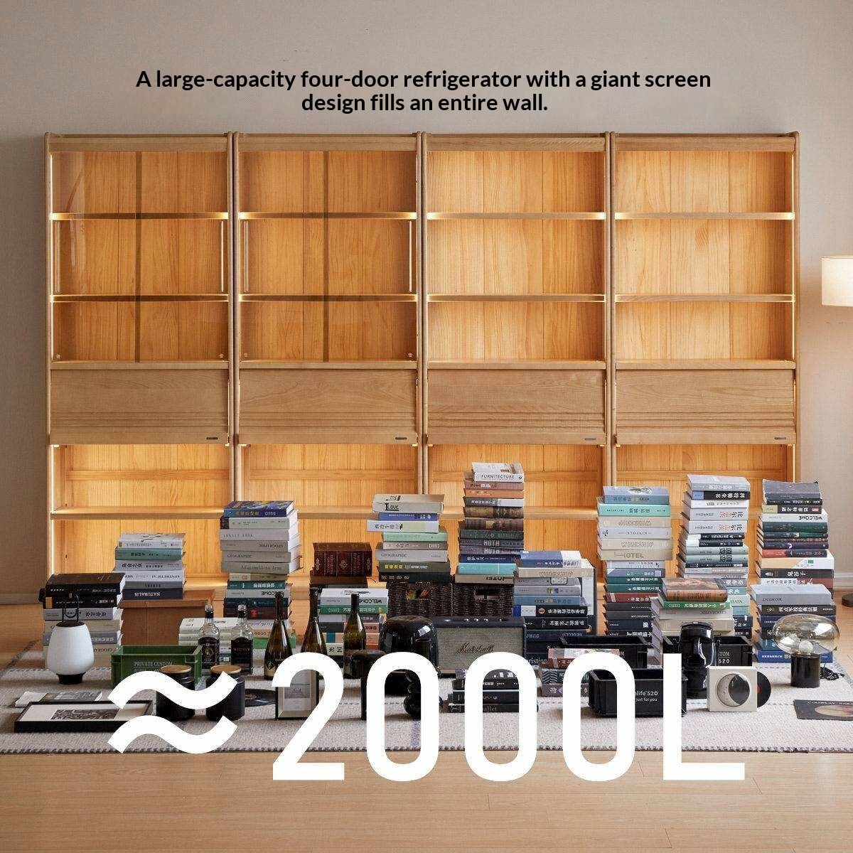 Oak Solid Wood Display Bookcase with Wall-Mounted Option and Storage Cabinet
