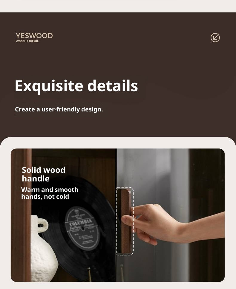 Black Walnut Solid Wood Italian Light Luxury Side Cabinet