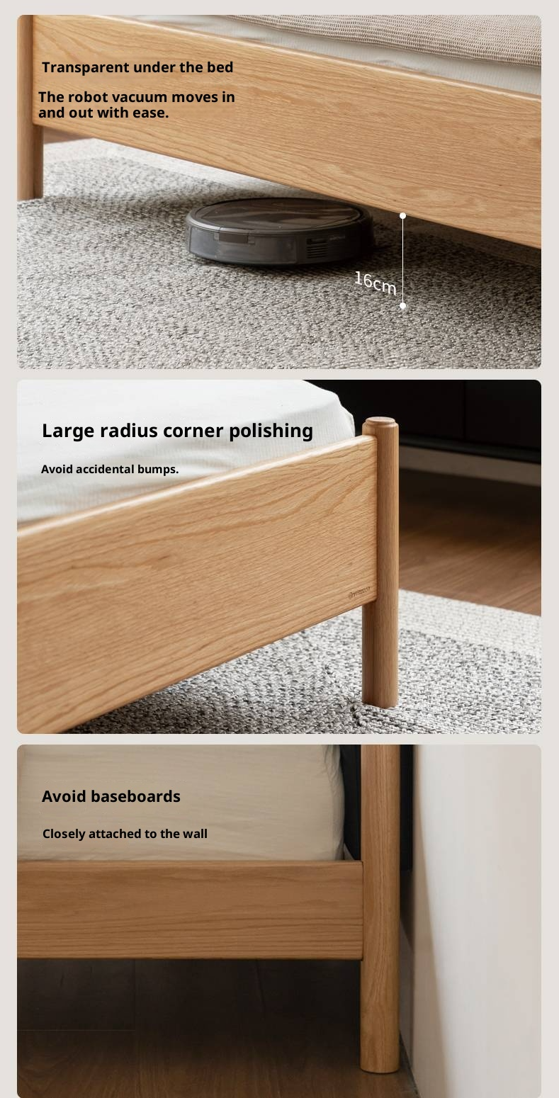 Oak Solid Wood Soft High Backrest Bed Modern Minimalist
