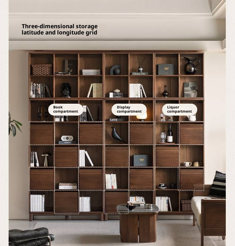 Sandalwood Solid Wood Light Luxury Style Bookshelf