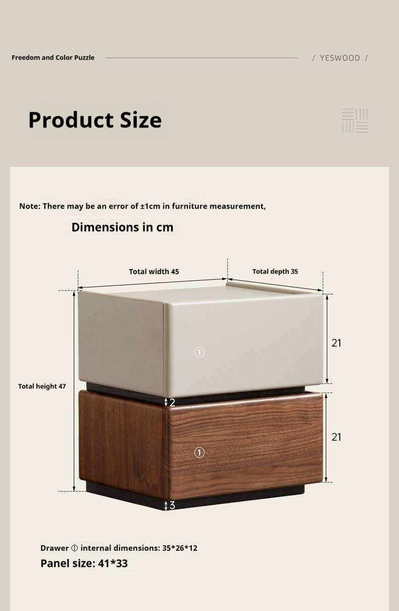 Black Walnut, Oak, Tulipwood Solid Wood, Solid Longan Hardwood Nightstand with Storage Drawer, Italian Style