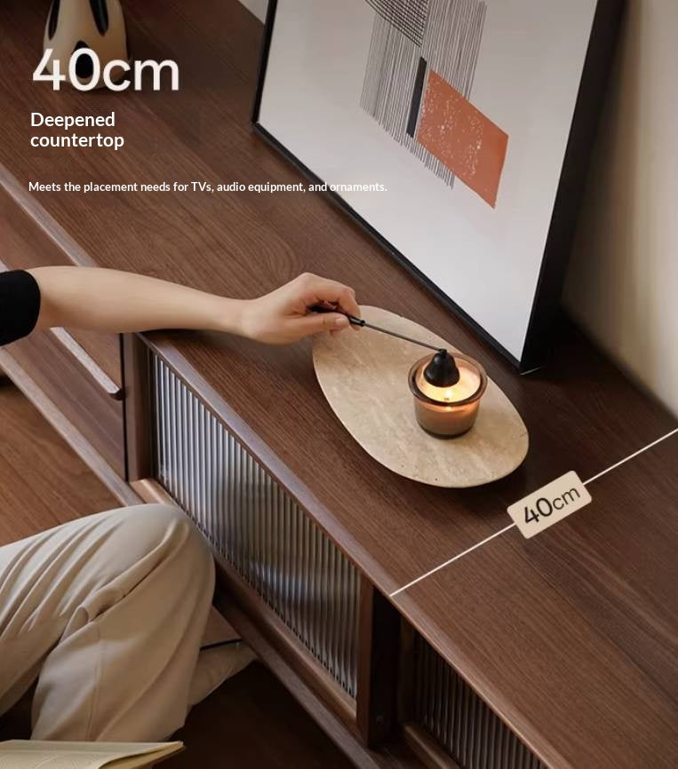 Black Walnut, Sandalwood, Ash Solid Wood Modern TV Cabinet