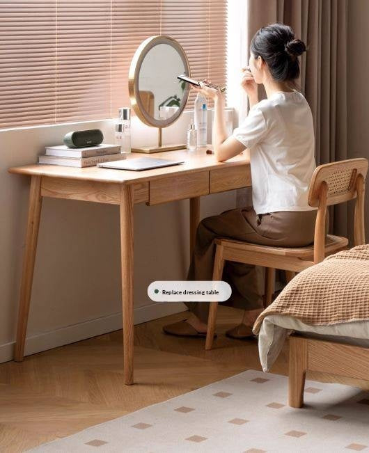 Oak Solid Wood Office Desk Spindle-Shaped Slanted Legs