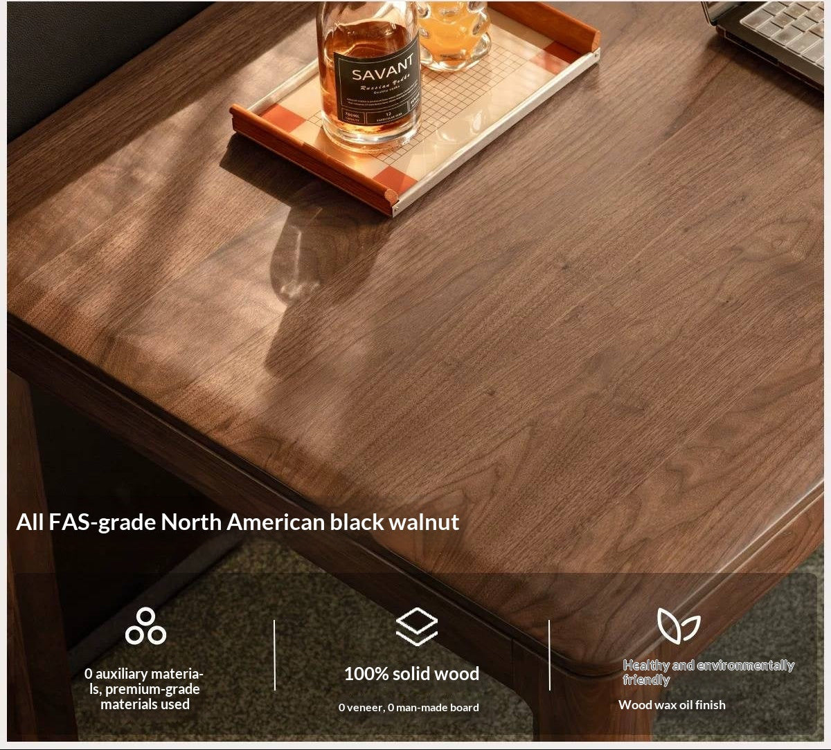 Black Walnut, Ash, Red Oak, Sandalwood Solid Wood Large Dining Table