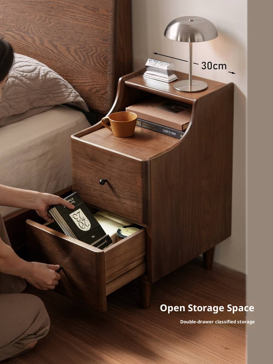 Black Walnut Solid Wood Retro Style Nightstand