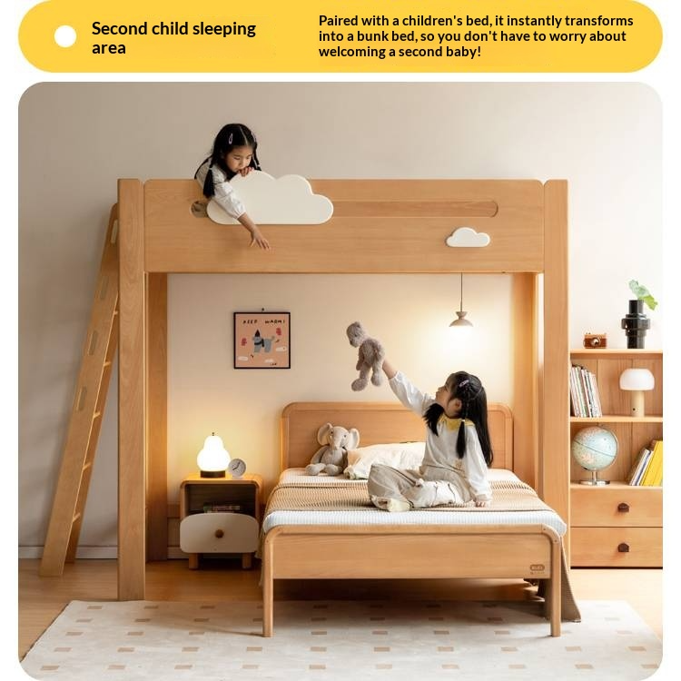 Rubberwood Solid Wood Children's Loft Bed