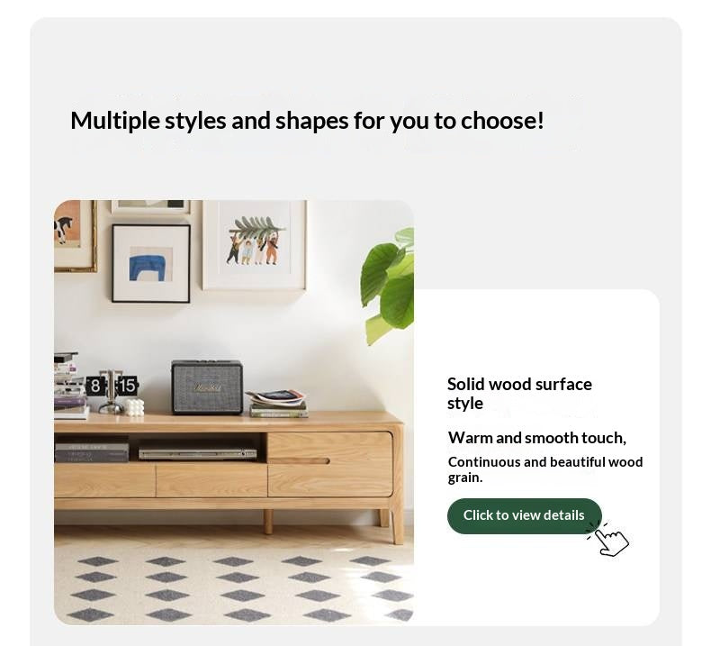 Oak, Solid Rubberwood Modern TV Stand