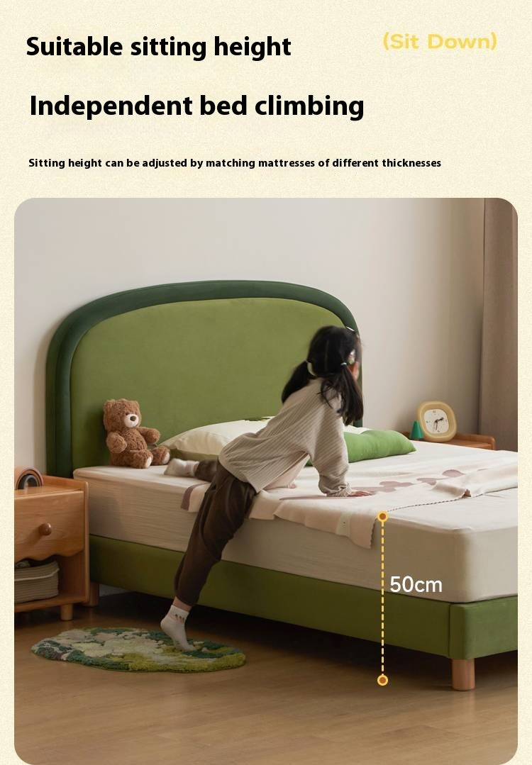 Fabric Children's Bed High Head Soft Bed