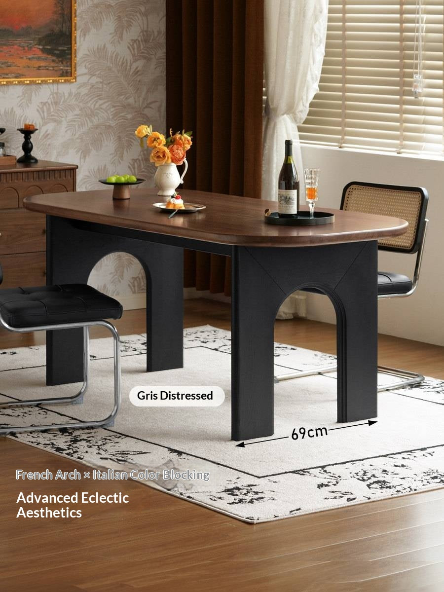 Black Walnut Solid Wood Dining Table French Retro