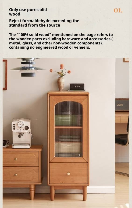 Cherry Solid Wood Vintage Style Side Cabinet