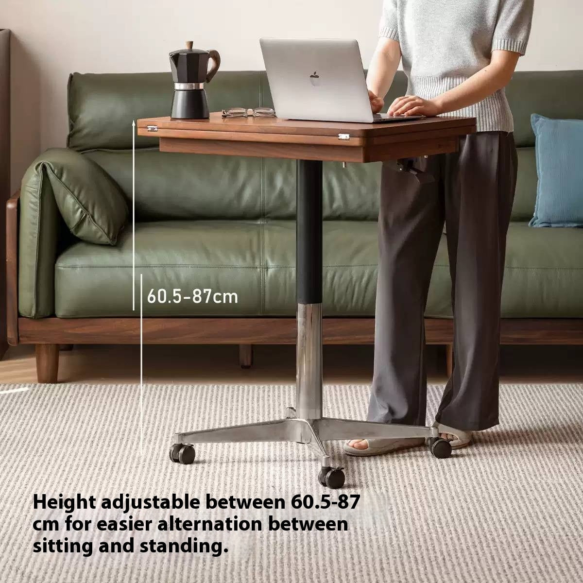 Black Walnut, Oak Solid Wood Rectangular Lift Side Table