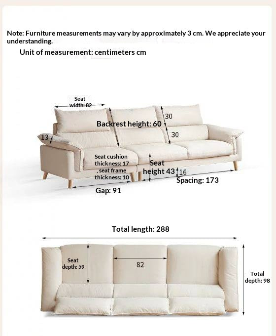 Deep-Seat Sofa with Down-Filled Cushions and Wood Legs-Genuine leather, fabric