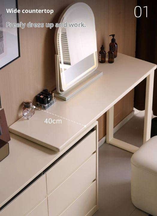 Solid Rubberwood White Cream Dressing Table