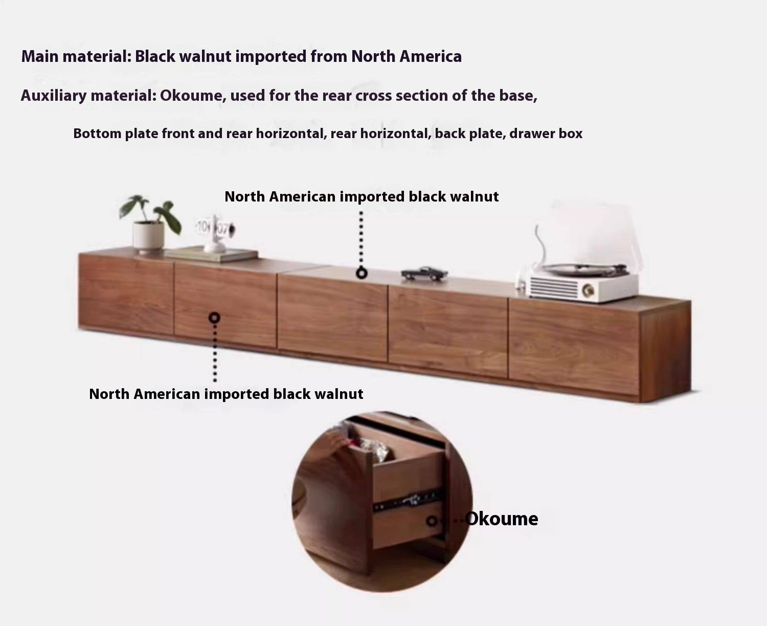 Oak, Tulip Tree, Poplar, Black Walnut Solid Wood TV Stand