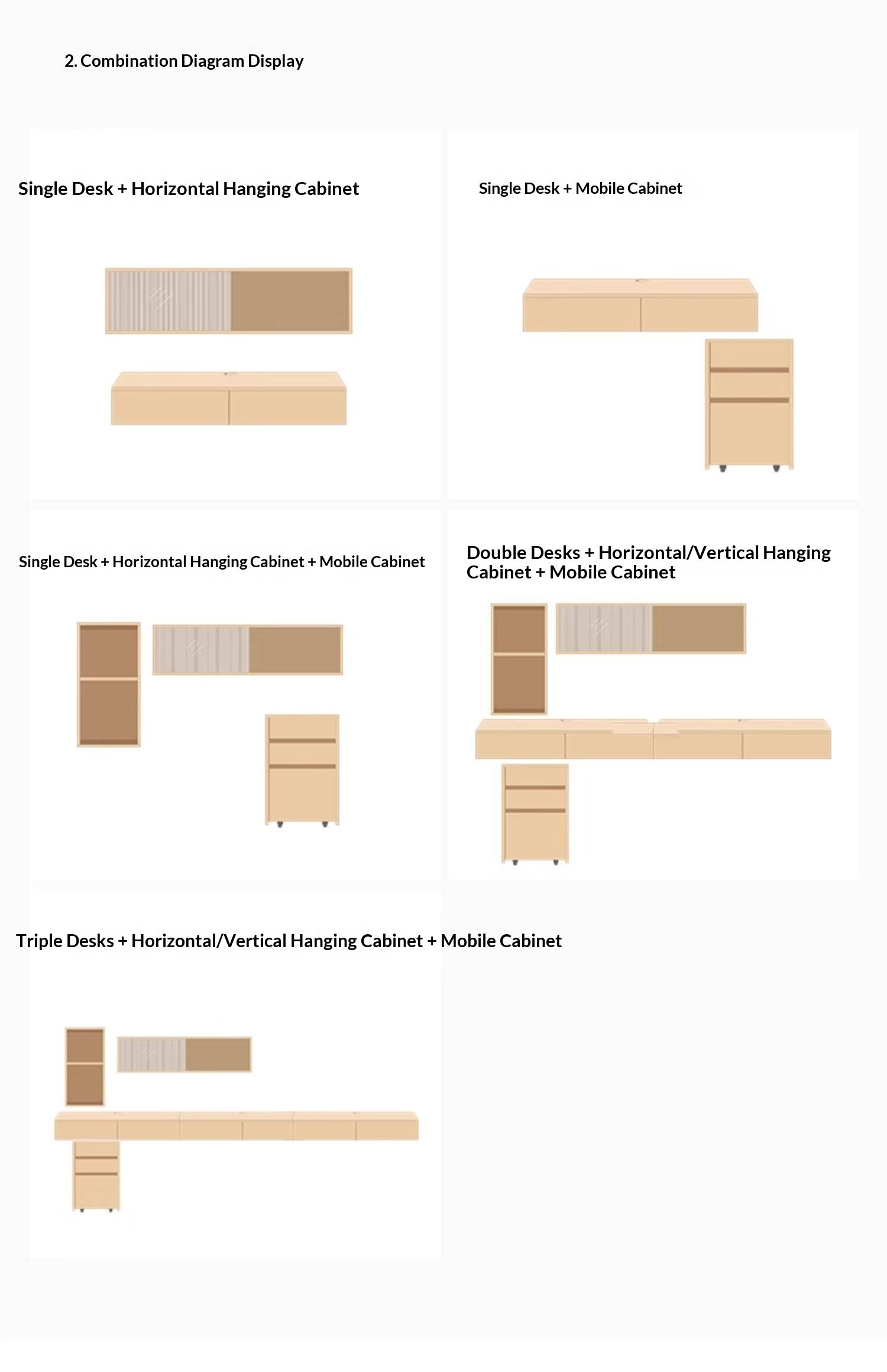 Oak Solid Wood Desk Cabinet with Drawers