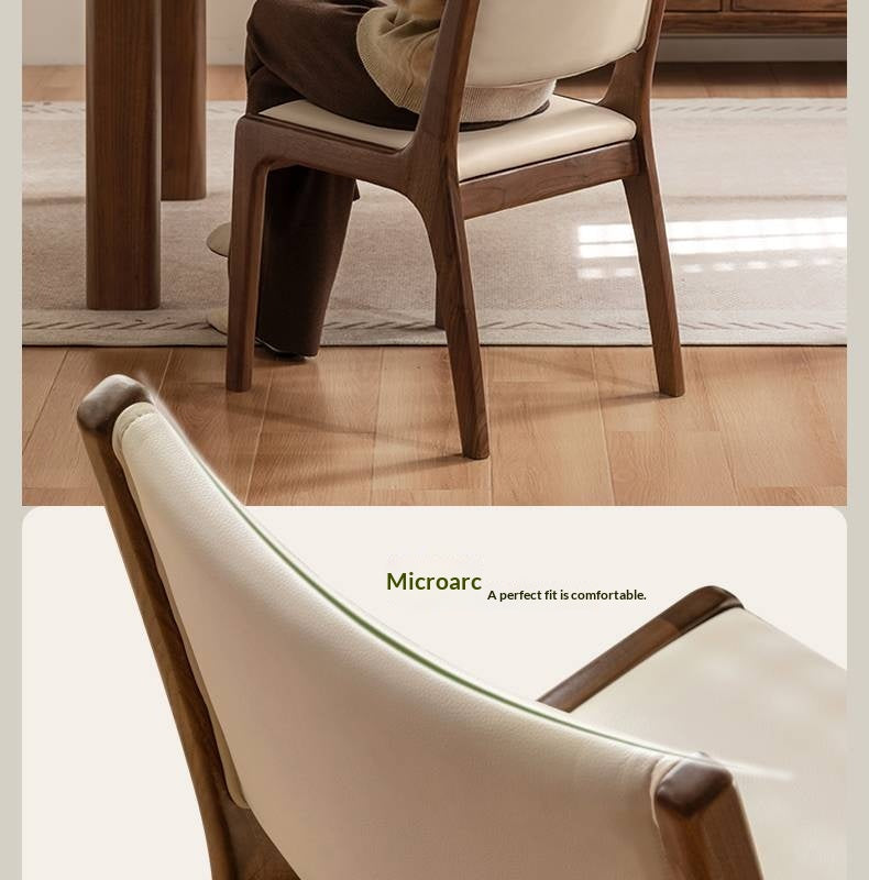 4 pcs - Black Walnut, Oak Solid Wood Dining Chair upholstered