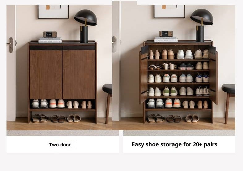 Black Walnut, Oak Solid Wood Italian Style Light Luxury Shoe Cabinet
